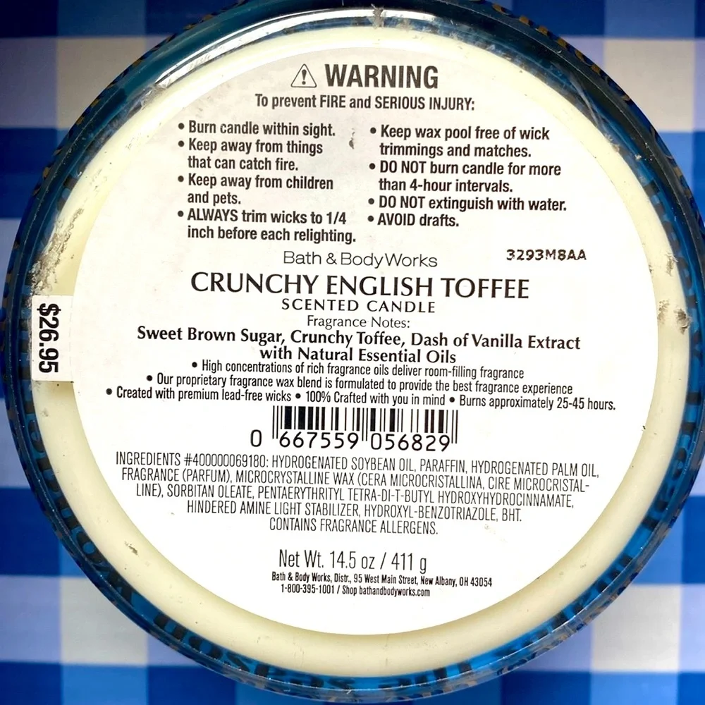 Bath & Body Works Crunchy English Toffee 3 Wick Candle